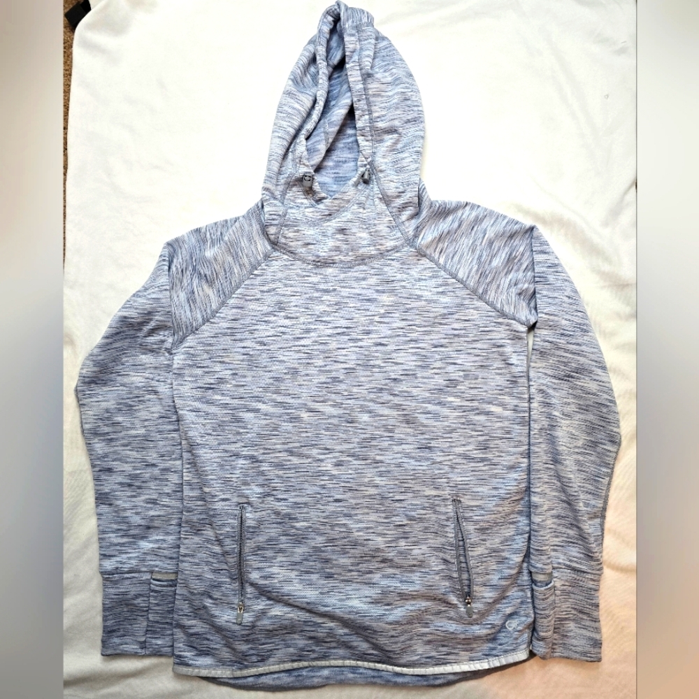 GapFit Orbital fleece spacedye pullover hoodie in light grey blue  Size …